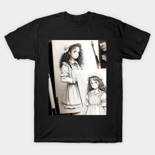 Pencil drawing. Portrait of a young lady T-Shirt